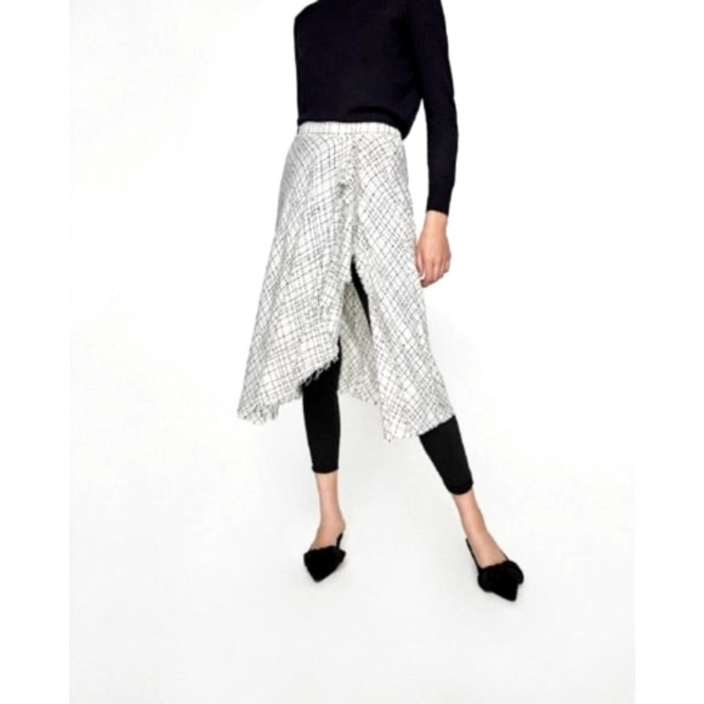 Zara Tweed Asymmetrical Pull-on Skirt Leggings